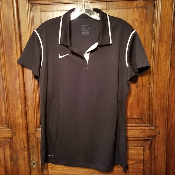 women's black dri fit polo